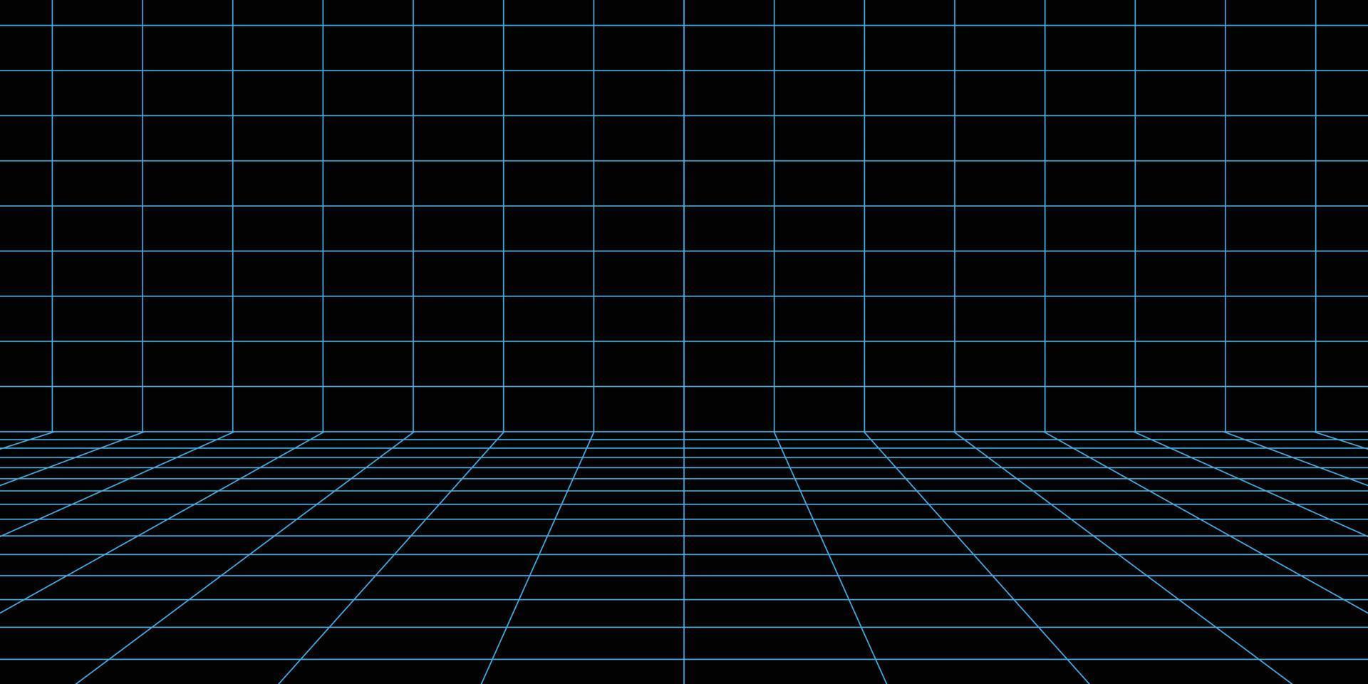 Perspective grid background. Retro futuristic design vector