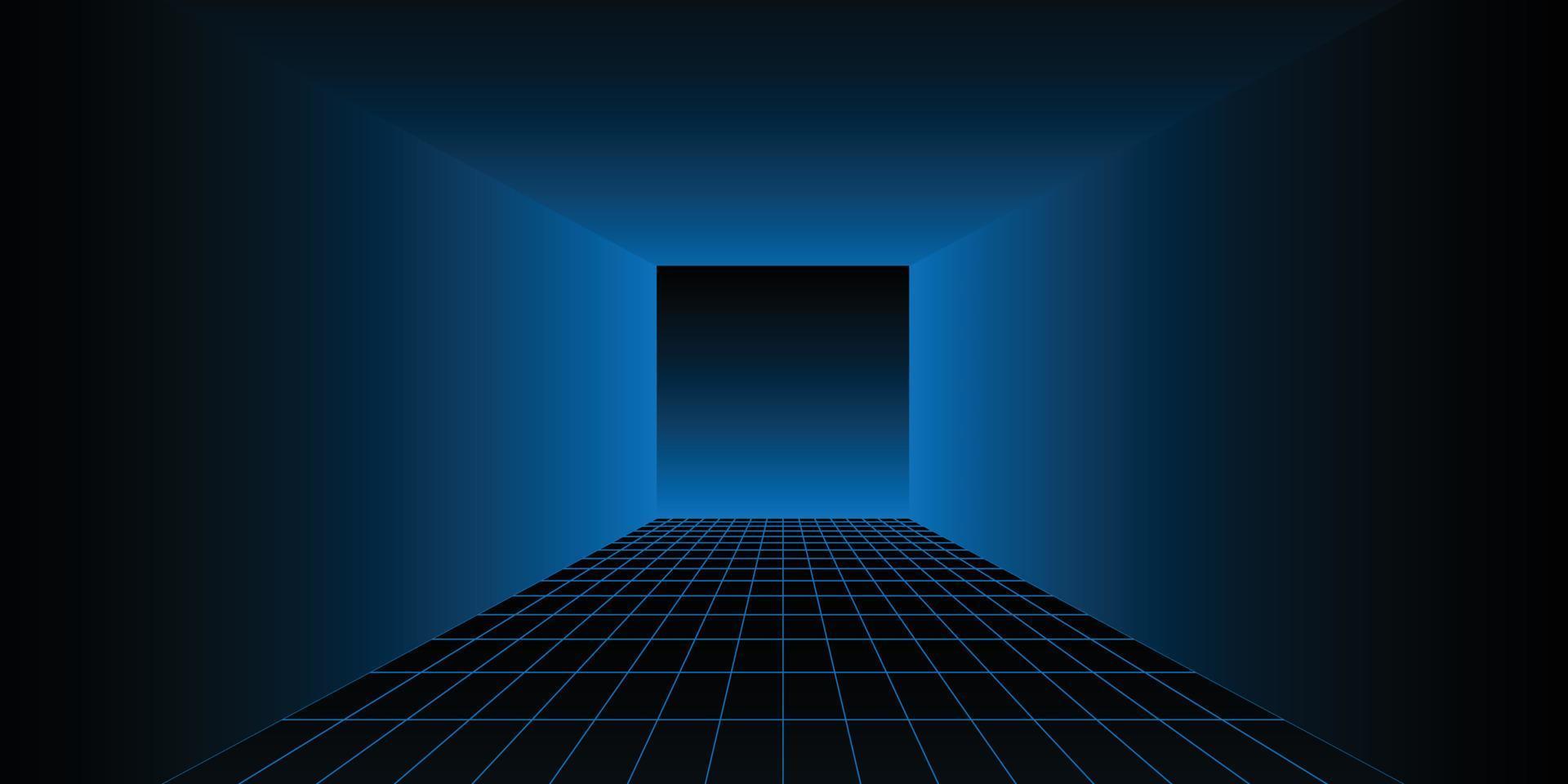 Retro futuristic room with neon grid vector