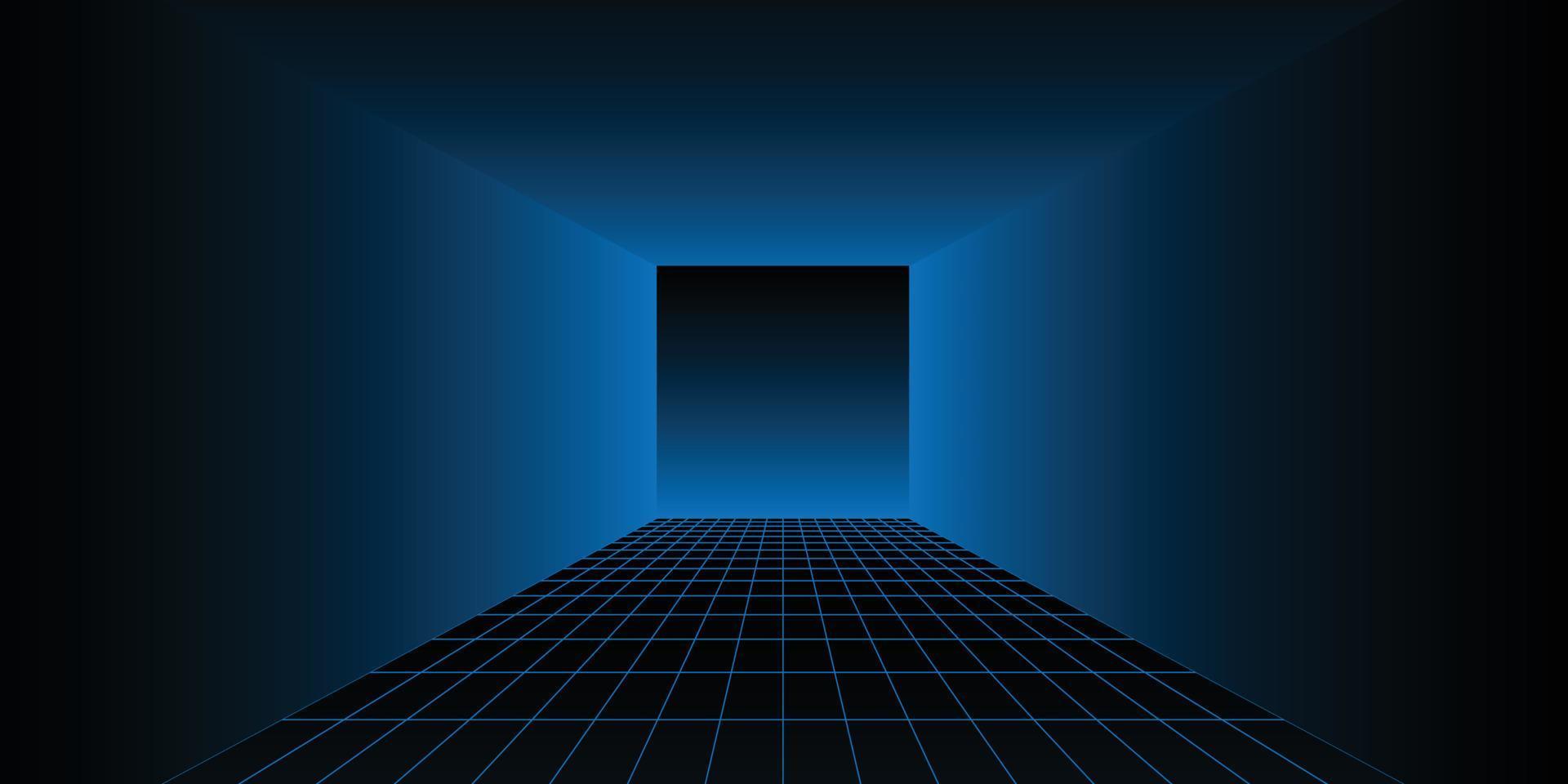 Retro futuristic room with neon grid vector