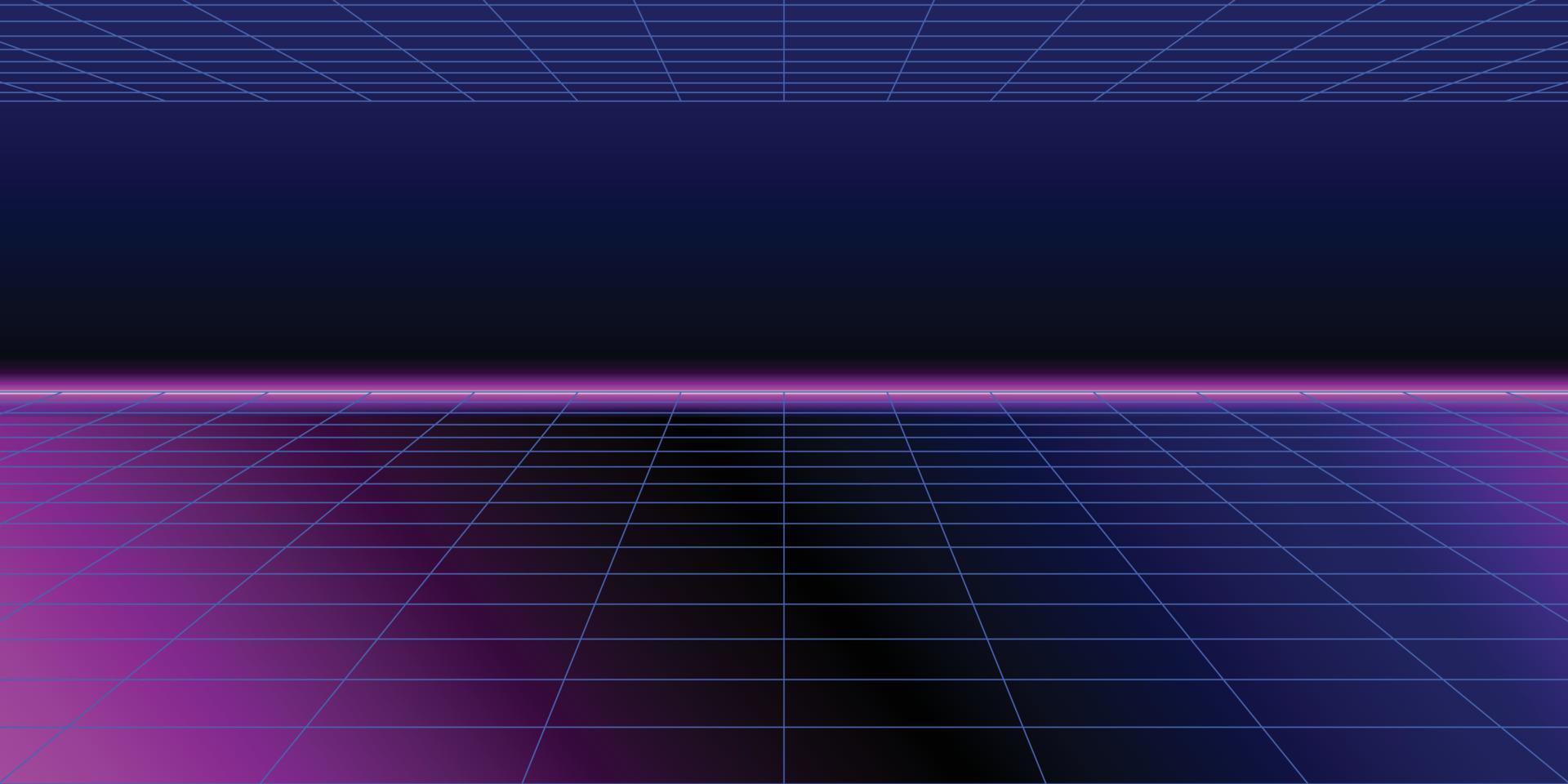 abstract neon grid in retro futuristic background vector