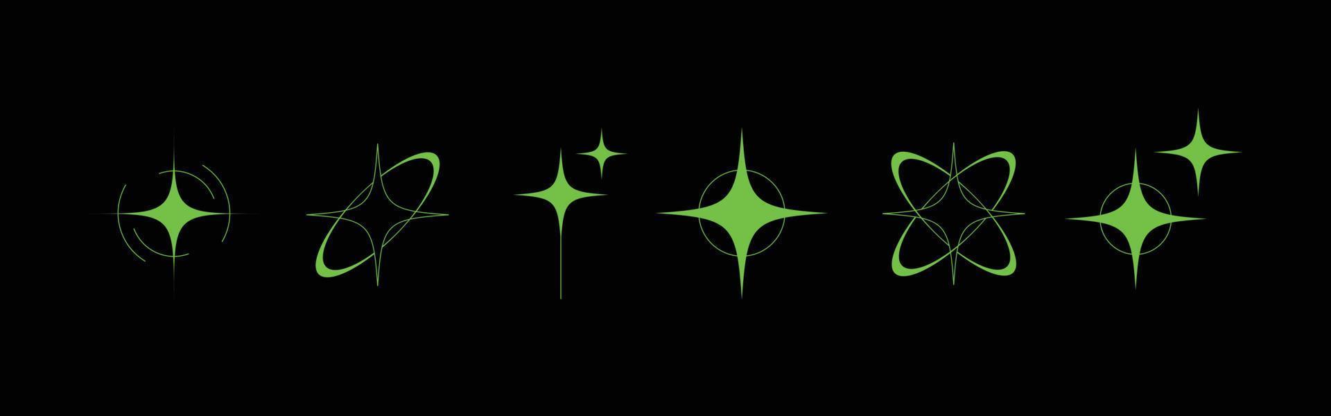 Star retro futuristic design elements vector