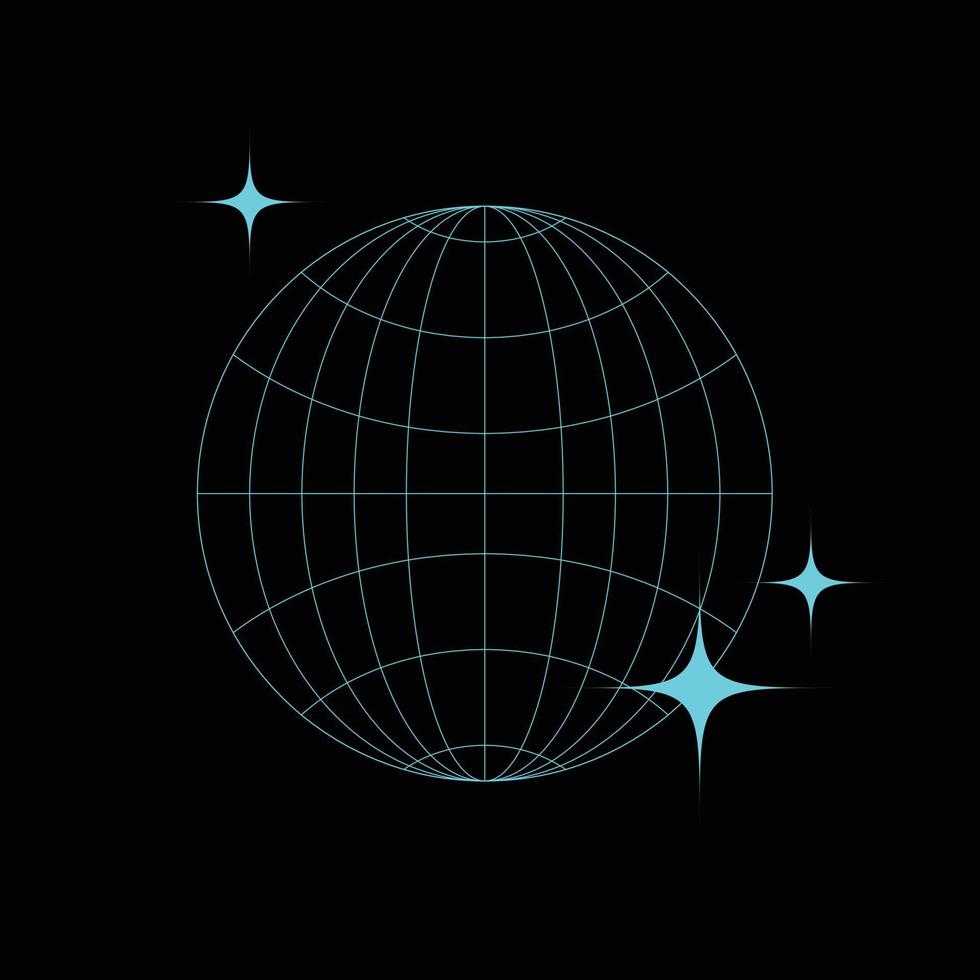 globo cuadrícula símbolo con estrellas vector