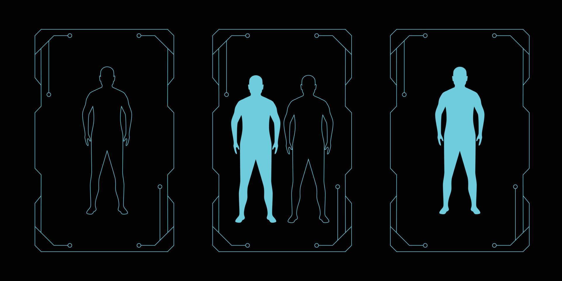 Silhouette human body for futuristic interface vector