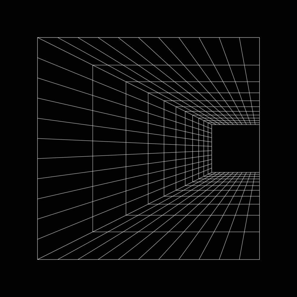 Square perspective wireframe grid for design element vector