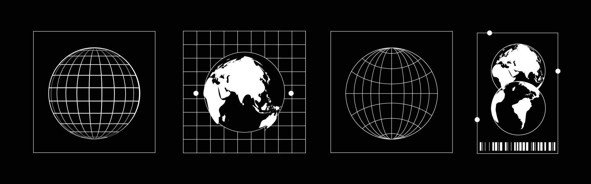 Set of globe for streetwear design element vector