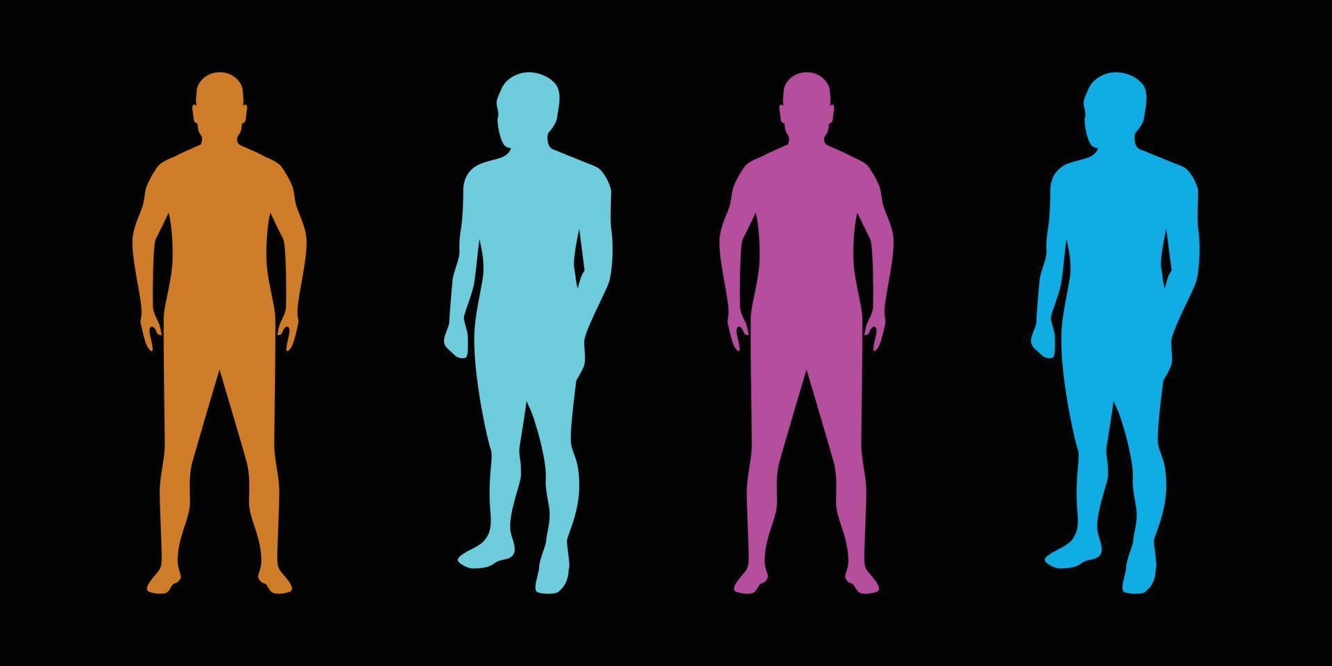 Set of silhouette human body. Element of retro futuristic style vector