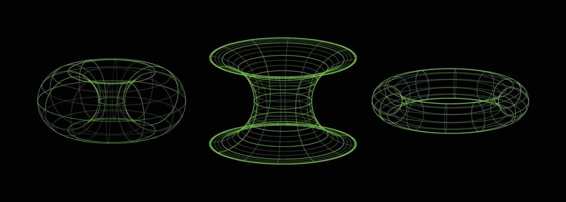 set of tunnel in wireframe illustration vector