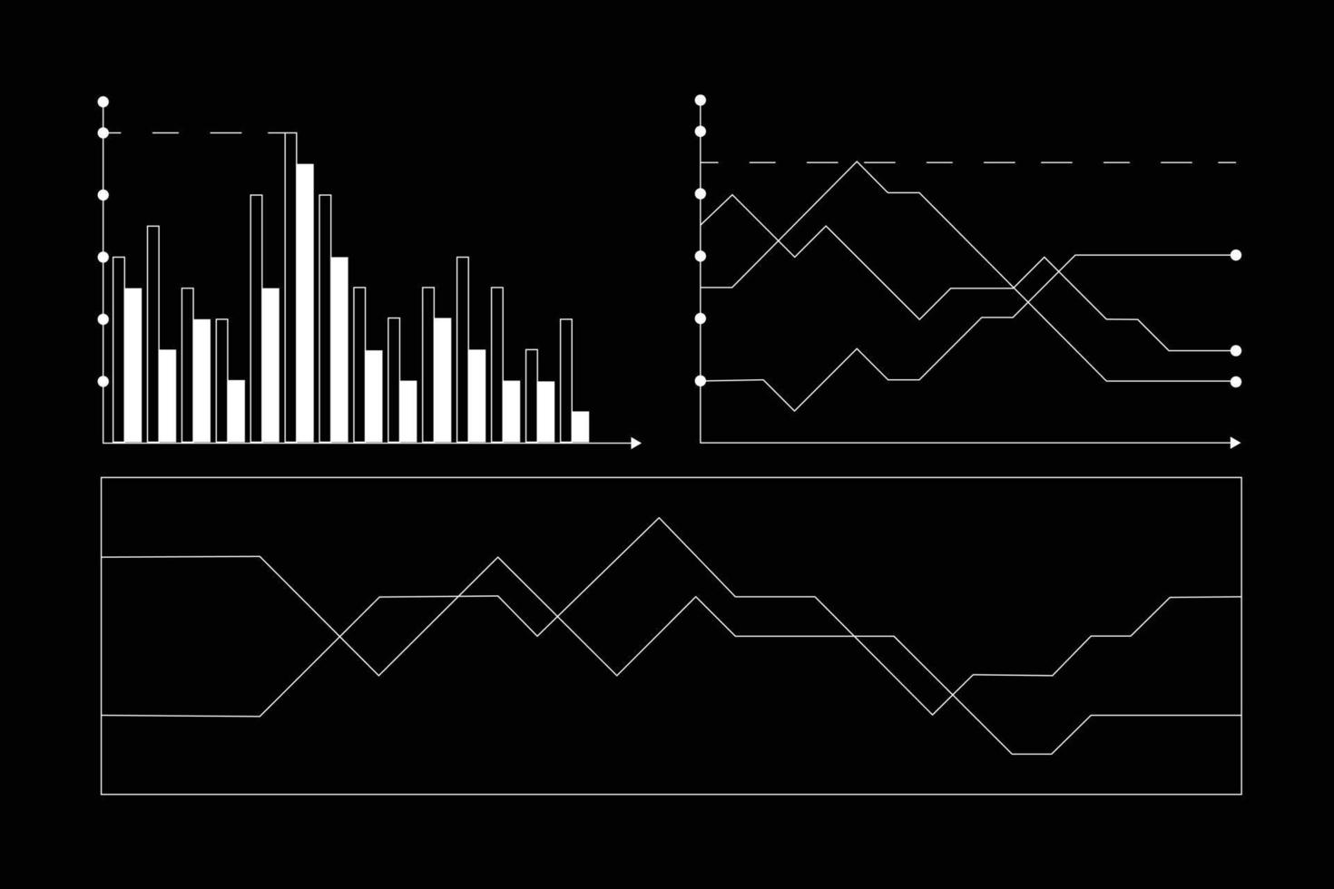 Statistic graph for retro futuristic element vector