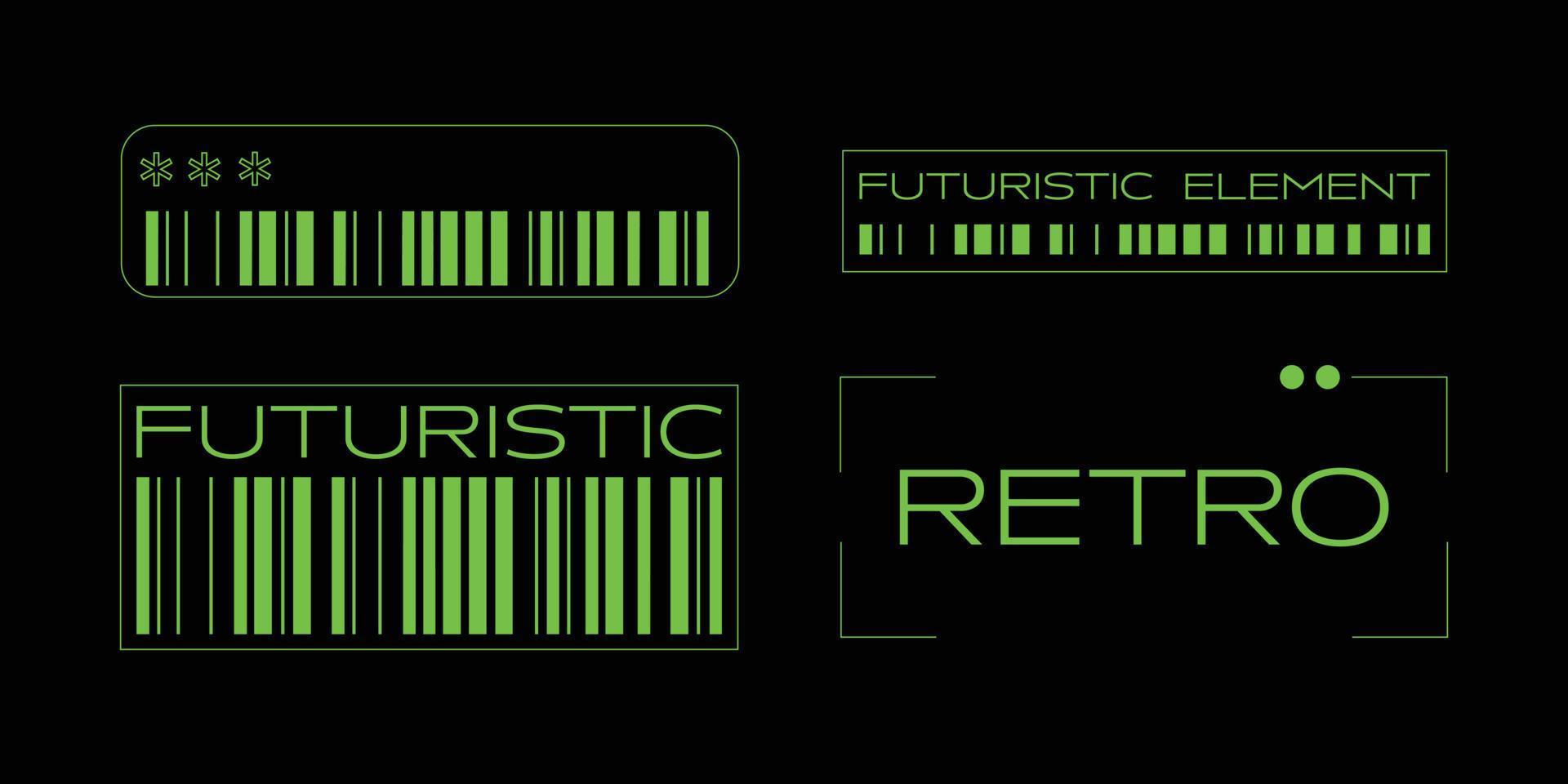 retro futuristic text with bar code design element vector