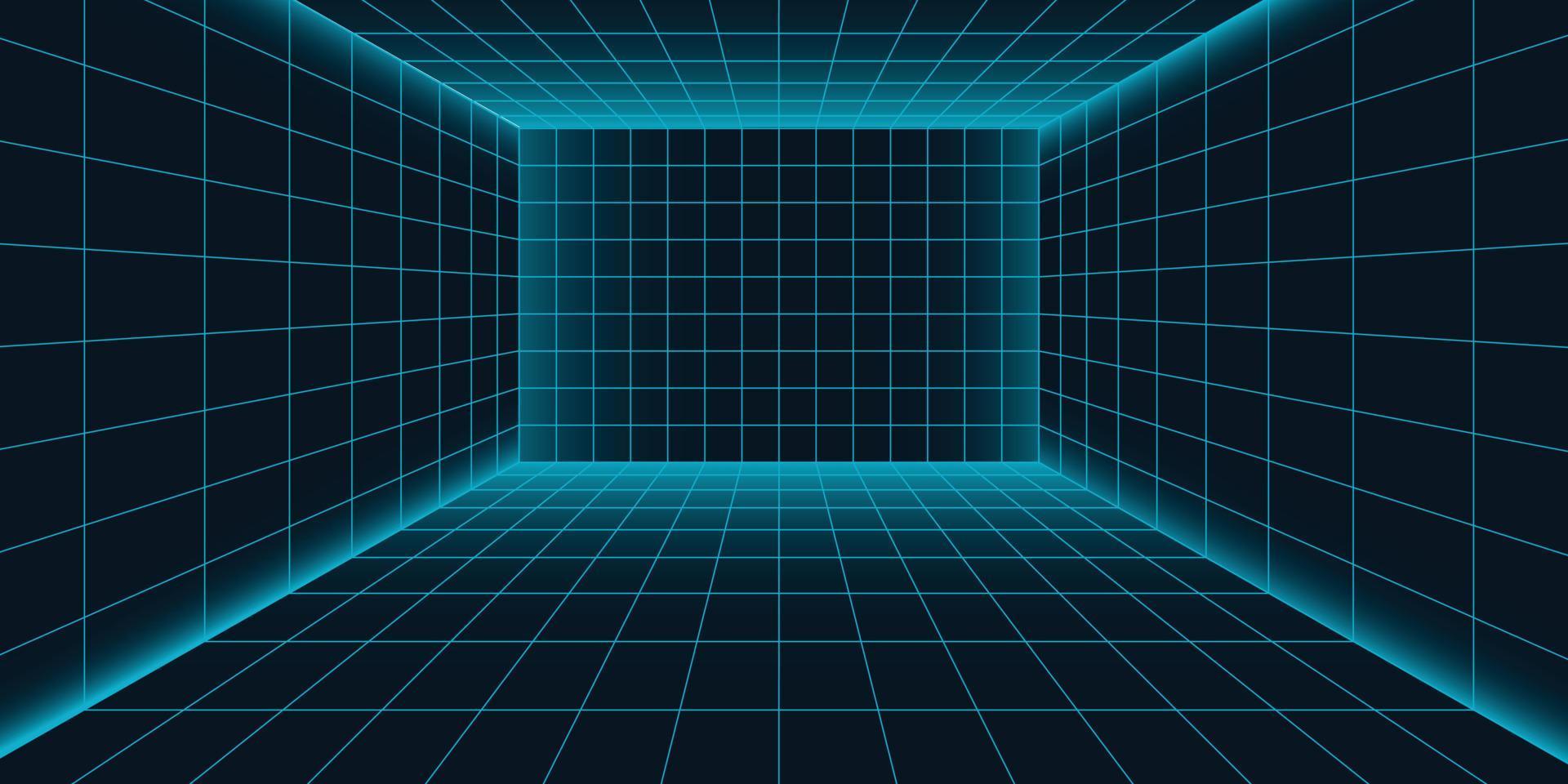 Retro futuristic floor with neon light vector