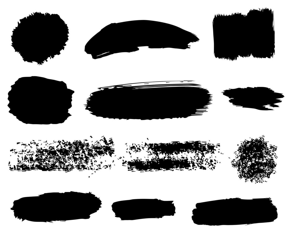 collection of black brush strokes. Vector illustration