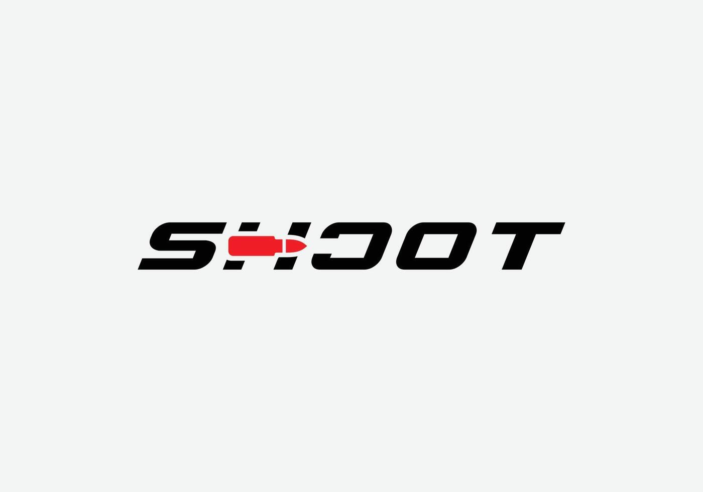 eps10 vector shoot or gun logo with red bullet isolated on grey background