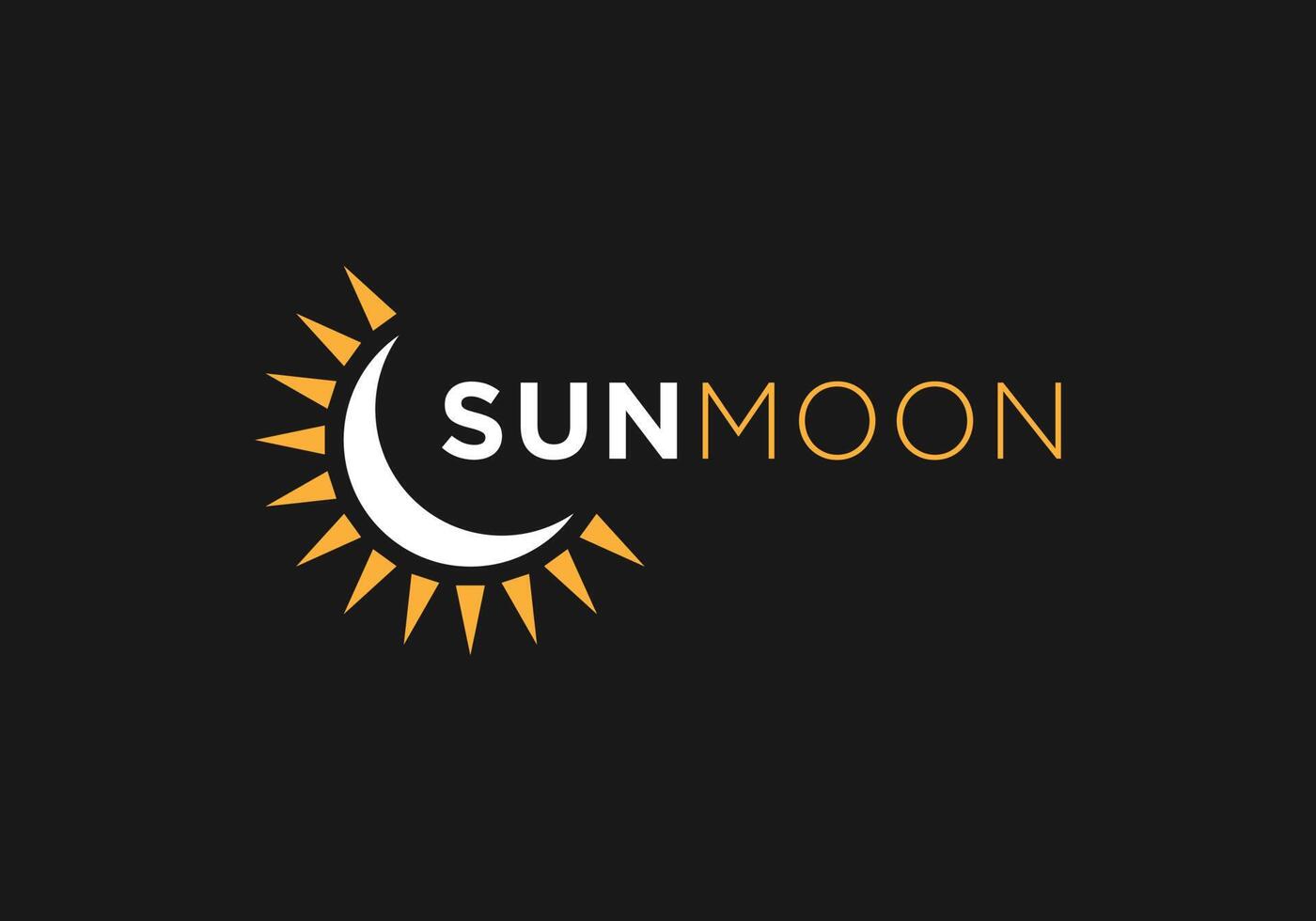 eps10 vector sun with moon logo design template isolated on dark black background