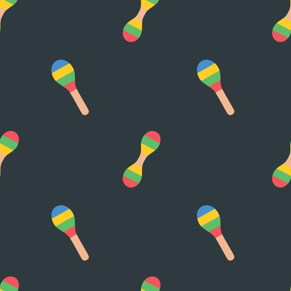 Vector flat hand drawn seamless pattern with maracas