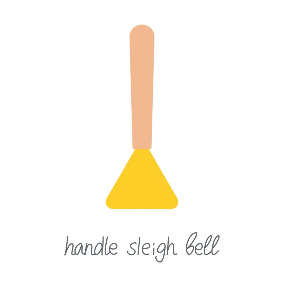 Hand drawn toy musical instruments for kids. Flat vector handle bell illustration