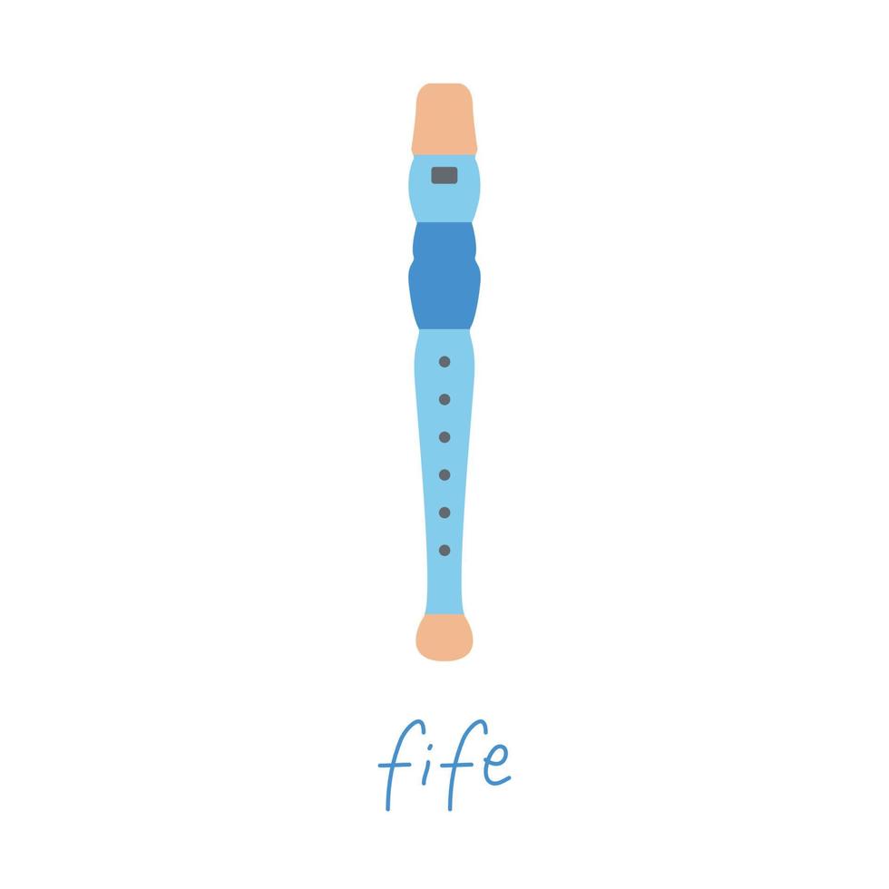 Hand drawn toy musical instruments for kids. Flat vector fife illustration
