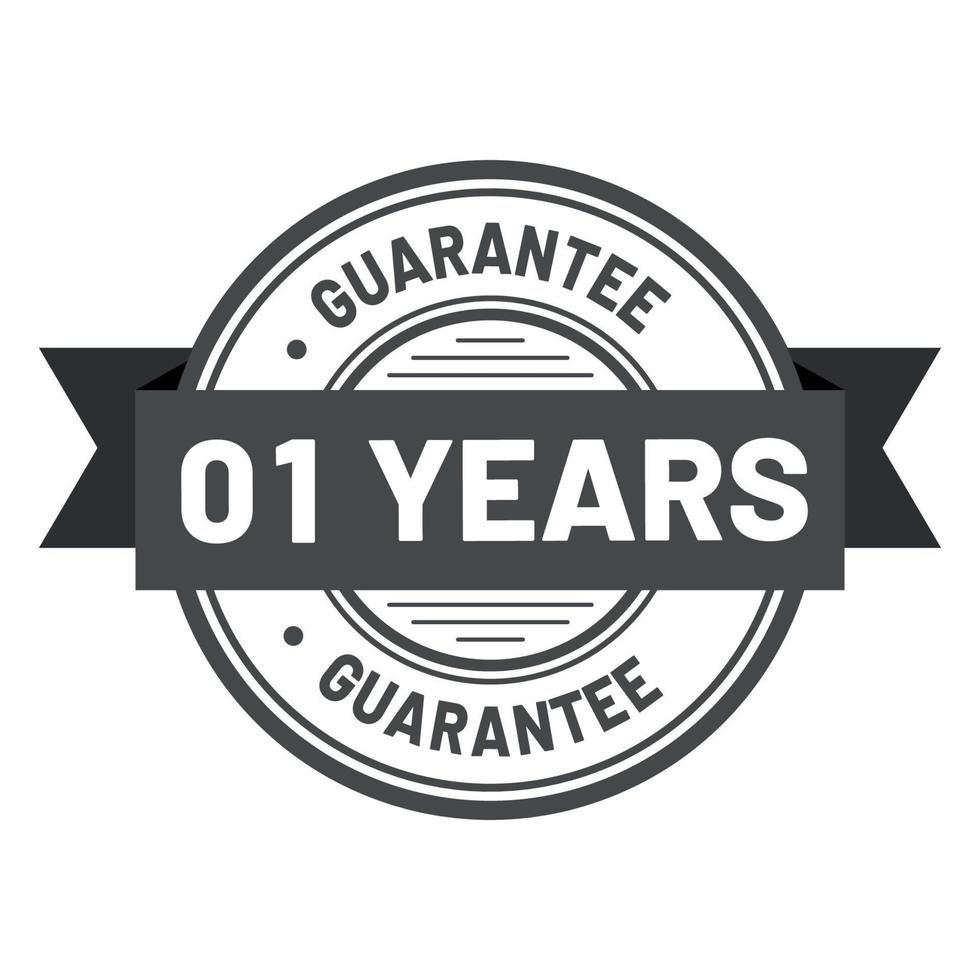 01 year guarantee label seal stamp vector