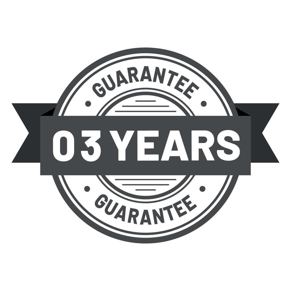03 years guarantee label seal stamp vector