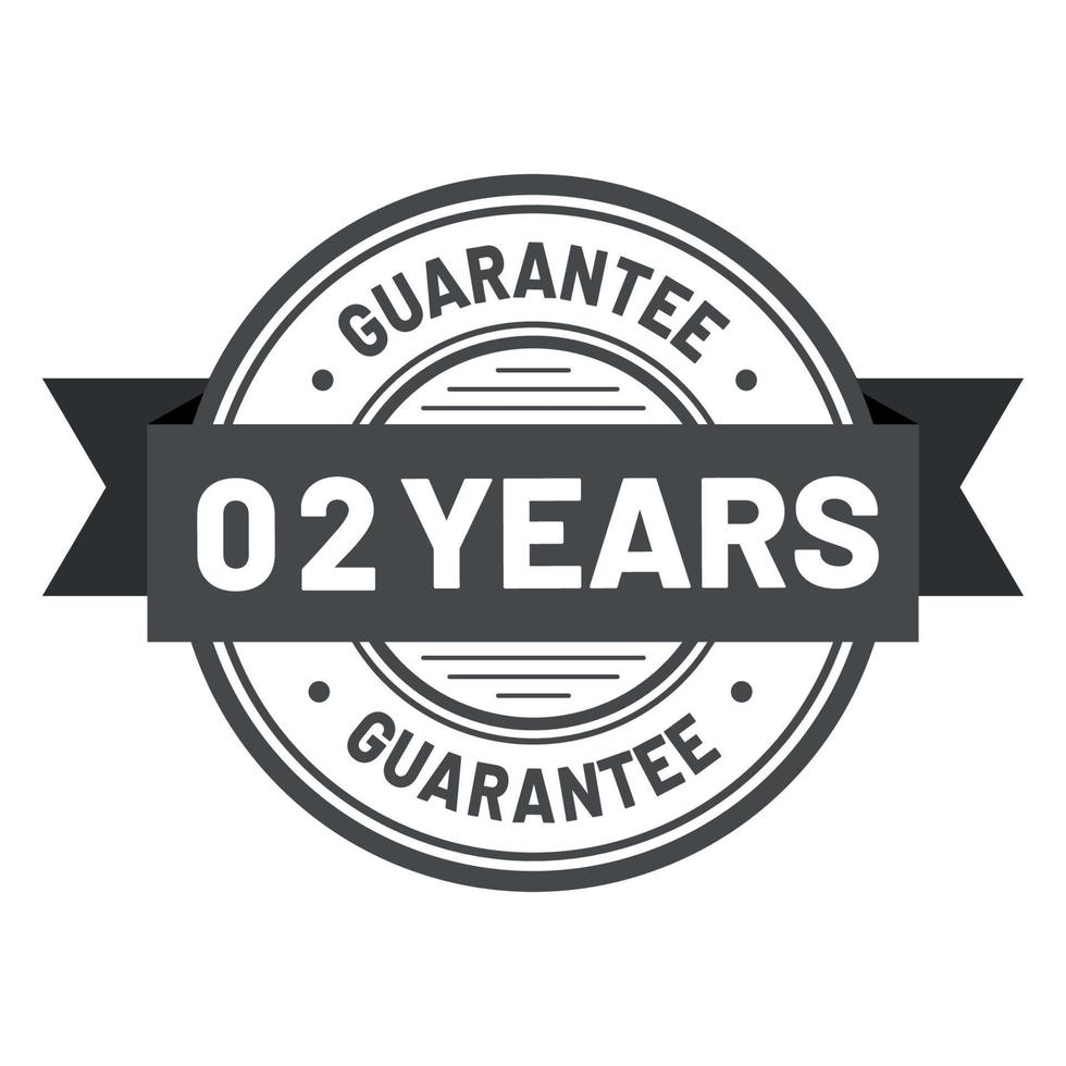 02 years guarantee label seal stamp vector