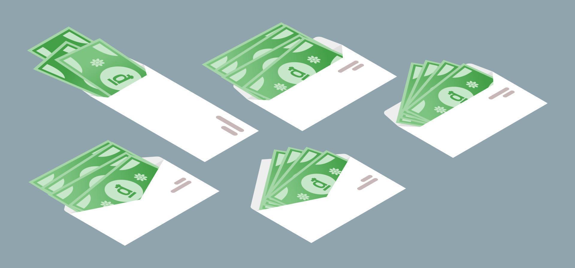 Vietnamese Dong Money in Envelope Isometric Icon vector