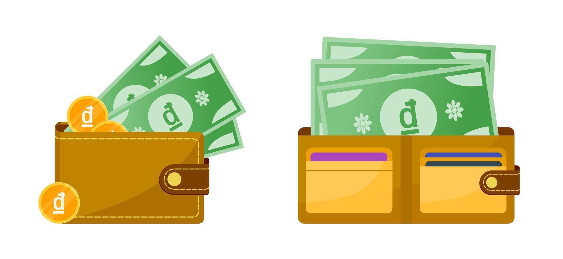 Wallet with Vietnamese Dong Money vector