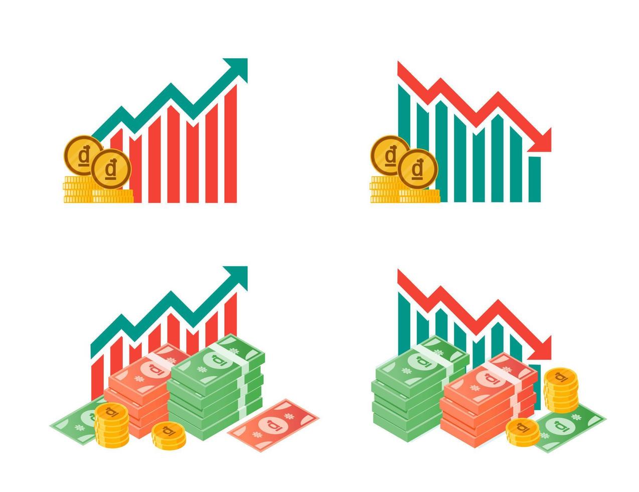 Vietnamese Dong Money Fluctuation Illustrations vector