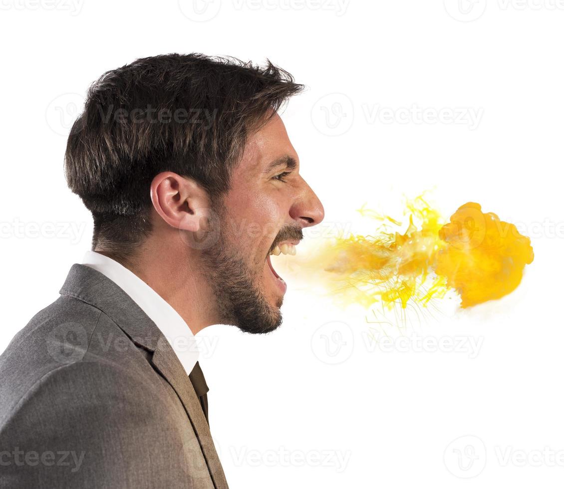 Businessman spits fire photo