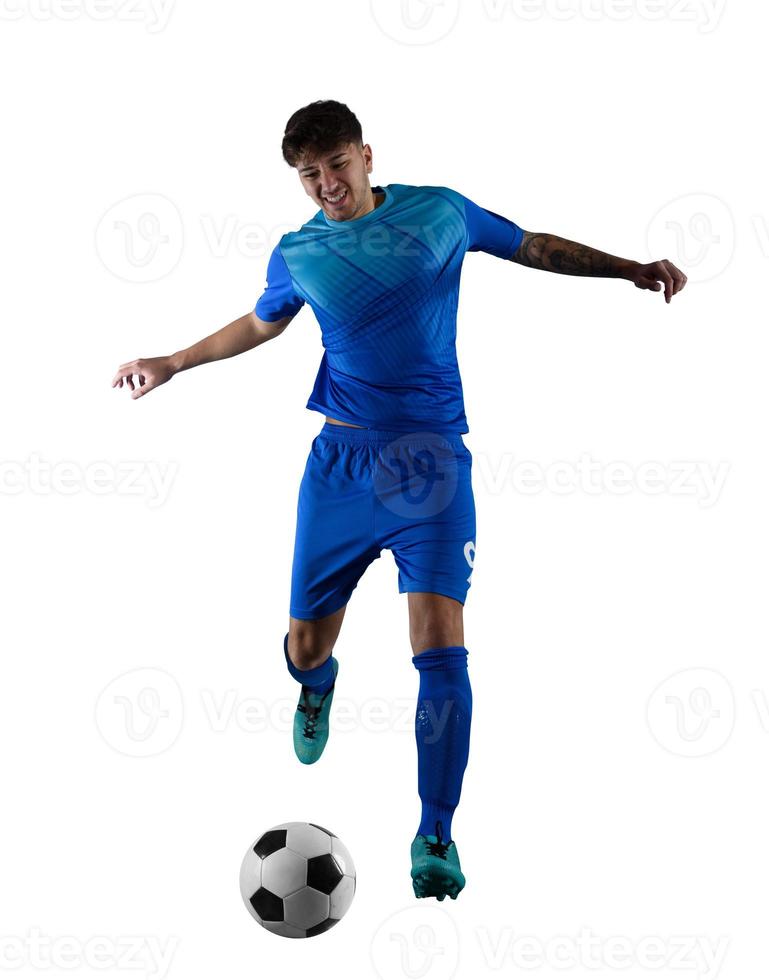 Football player ready to kick the soccerball during the match photo