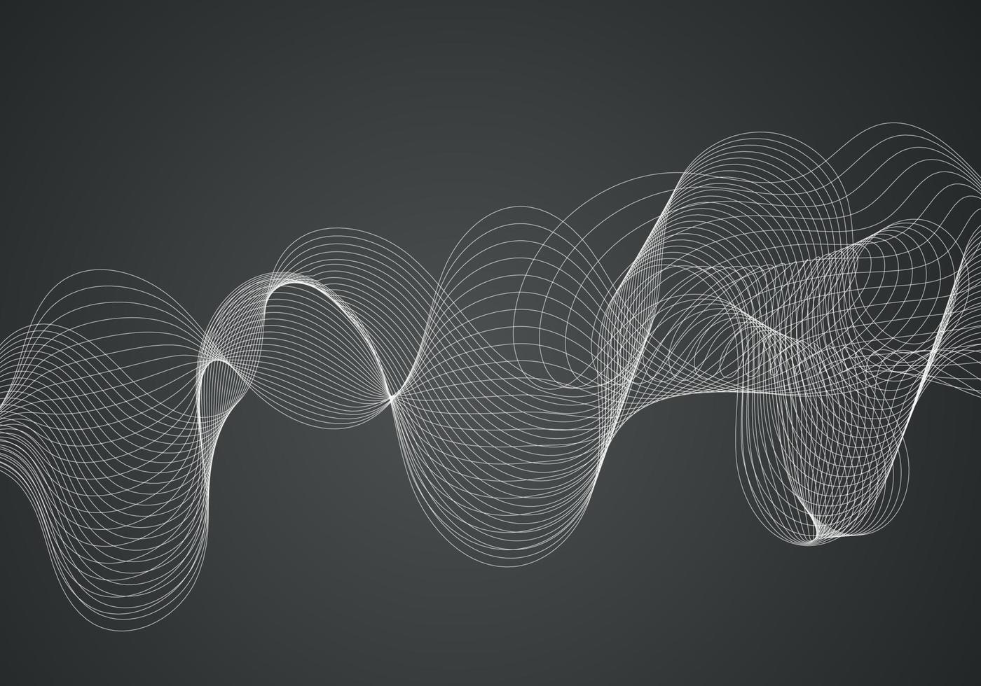 Black abstract background design. Modern wavy line pattern guilloche curves in monochrome colors. Premium stripe texture for banner, business backdrop. Dark horizontal vector template