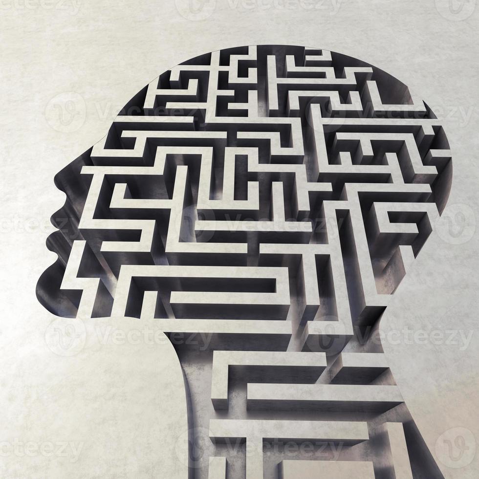 Labyrinth in the head. 3D Rendering photo