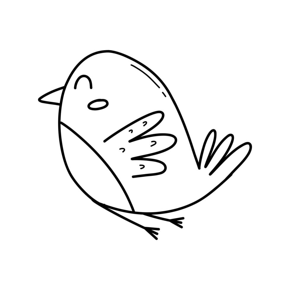Cute bird in doodle style. Vector illustration. Isolated bird on a white background.
