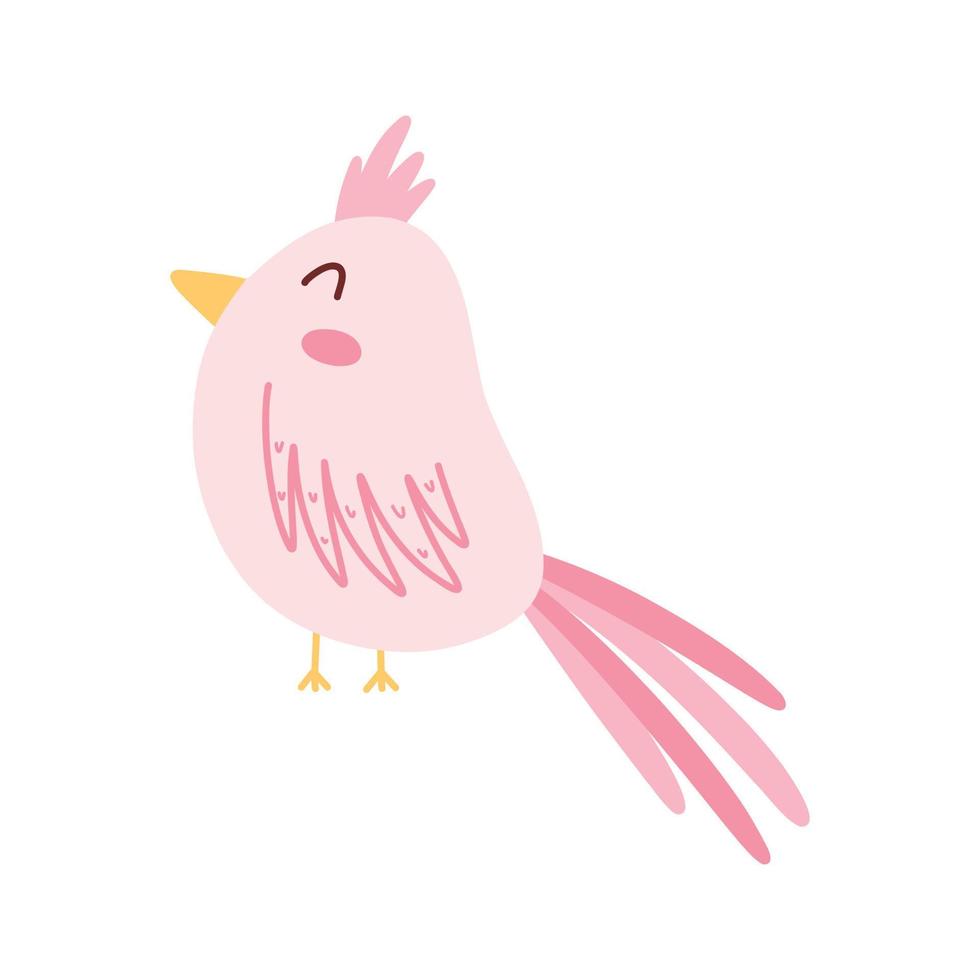 Cute bird in scandinavian style. Vector illustration. Flat hand drawn style. Children's spring bird.