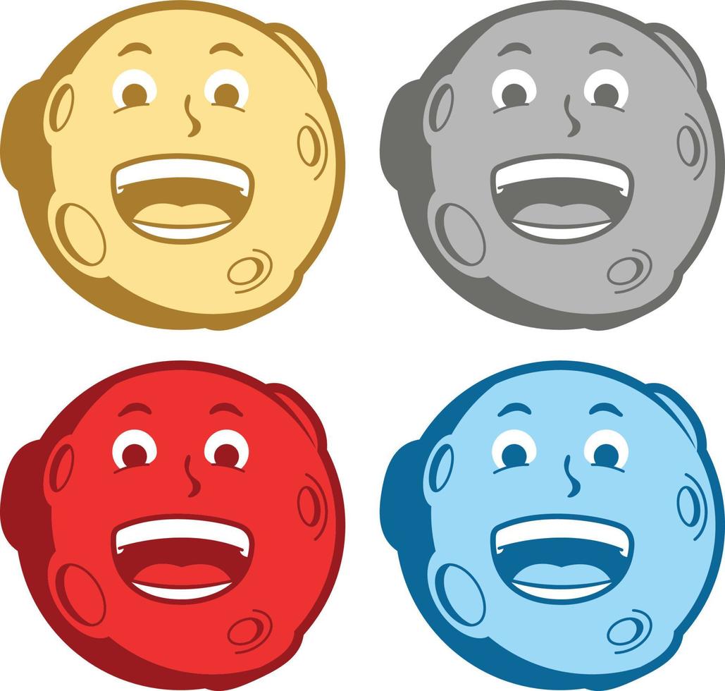 Happy Smiling Moon in Different Colors Illustration vector