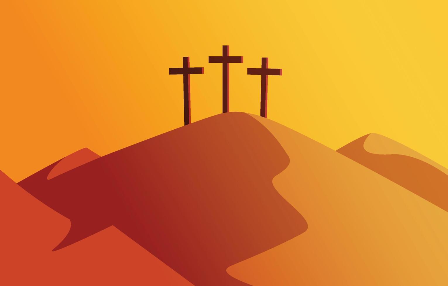 Illustration of Holy Week Three Cross On Top of the Mountain vector