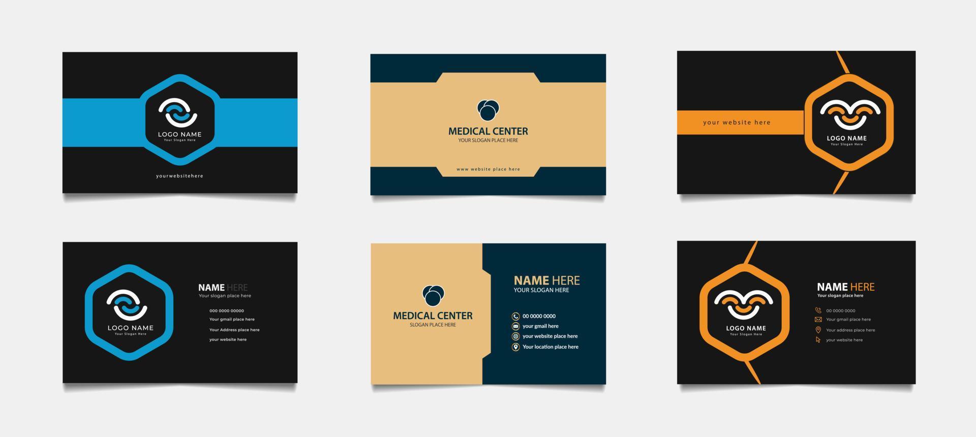 Modern business card template with flat vector