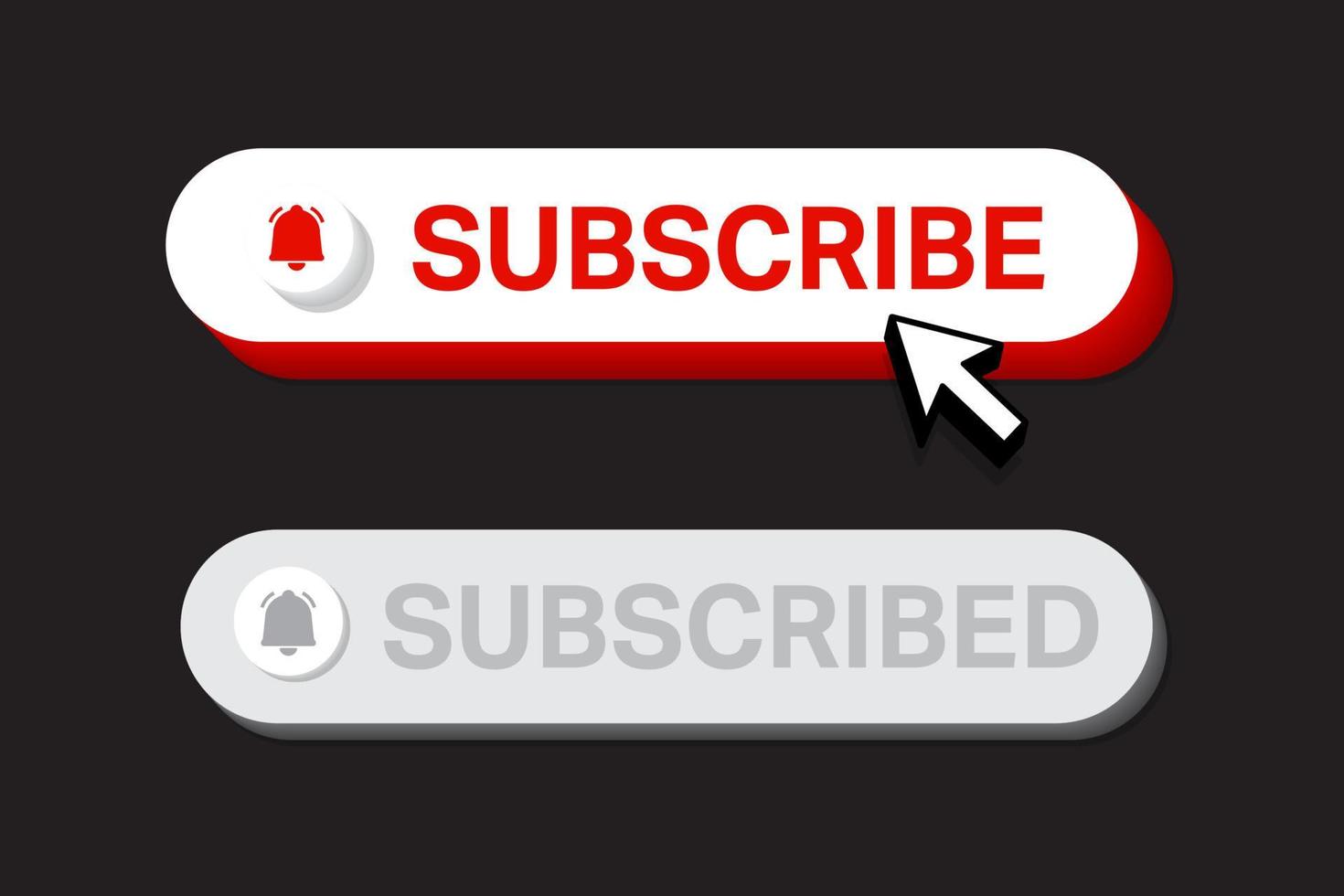 Subscribe, bell button. Red button subscribe to channel, blog. Social media button graphic interface. Marketing. Vector illustration.
