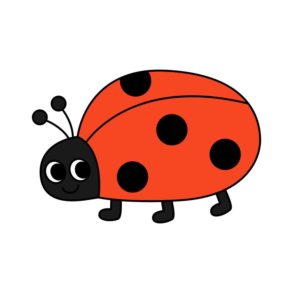 Retro 70s groovy smiling ladybug. Cartoon hippie isolated vector illustration