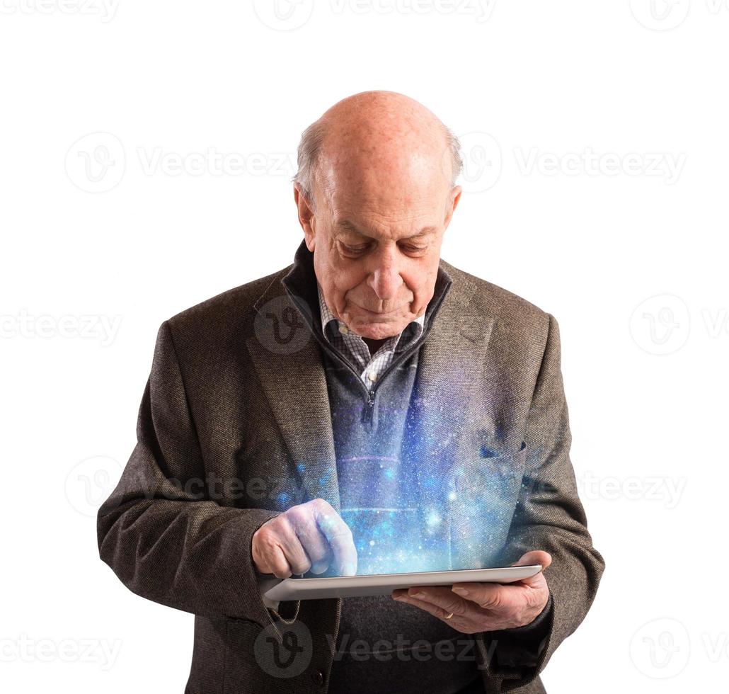 Senior uses tablet photo