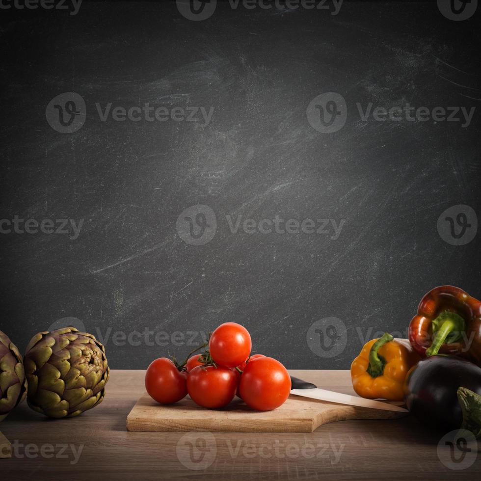 Recipe or menu on blackboard photo