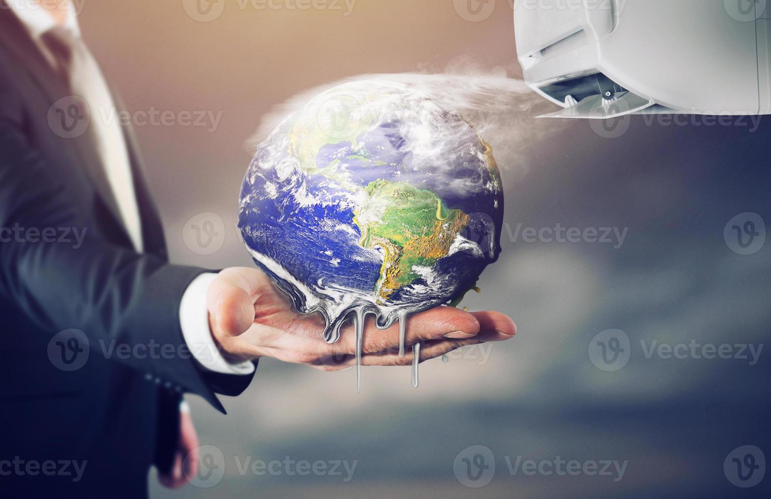 The Earth is melting. stop global warming. World provided by NASA photo