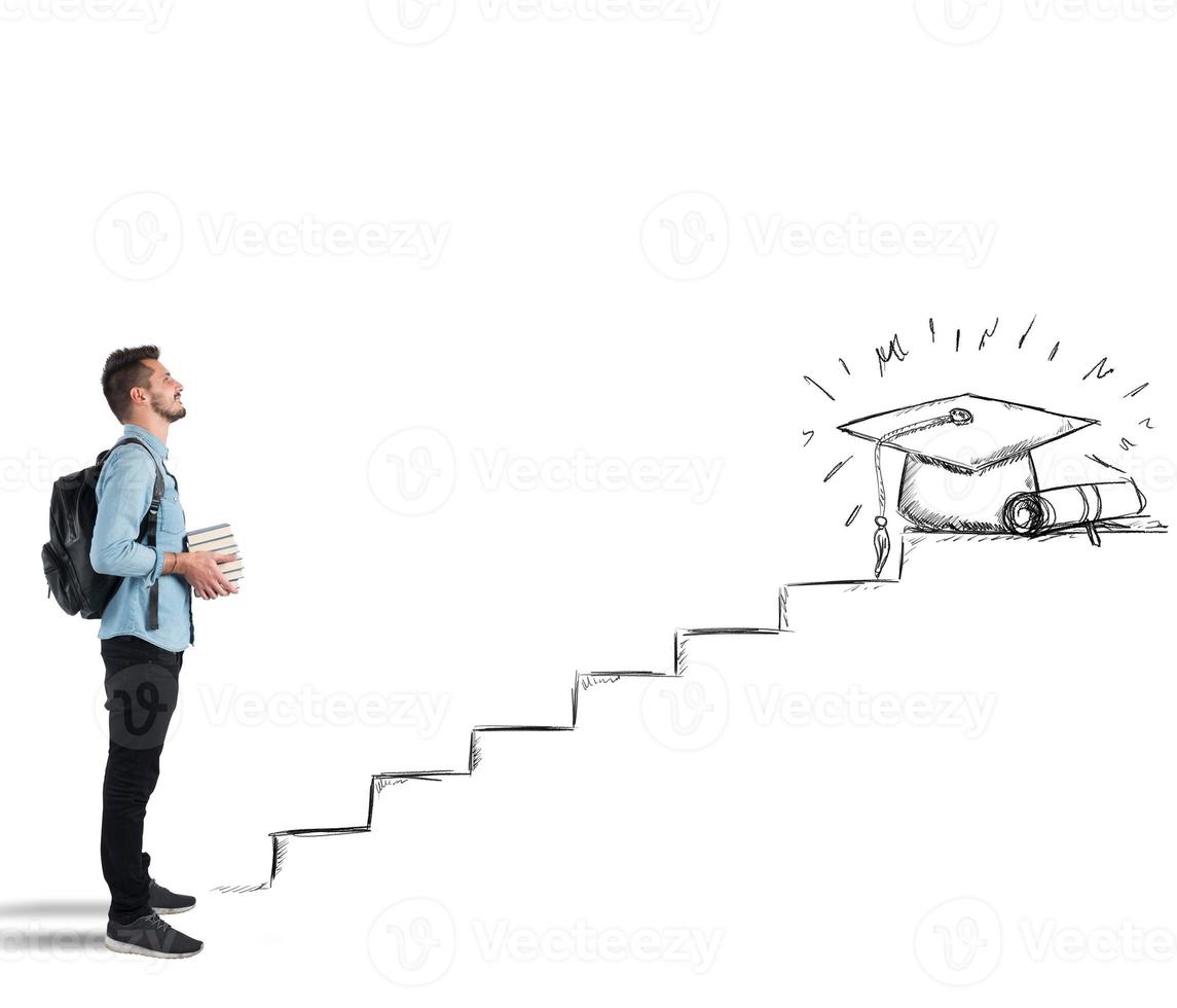 Student studies hard to get to graduation photo