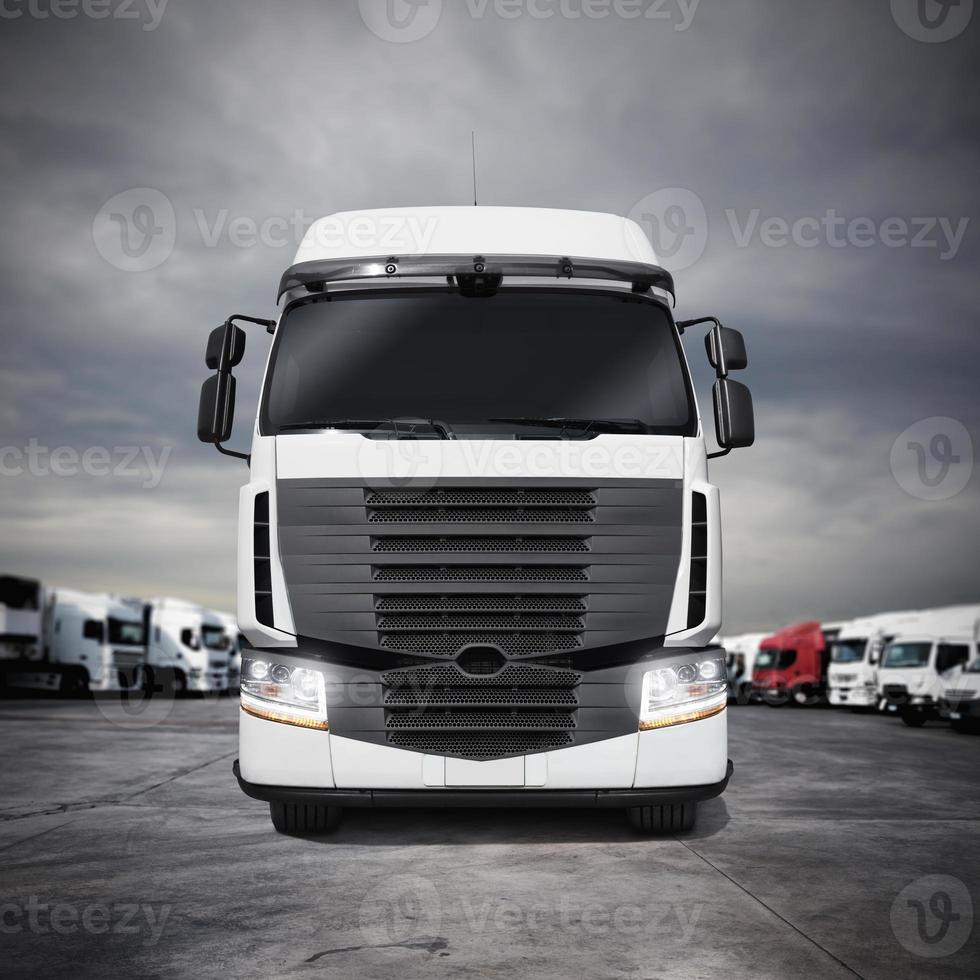 White articulated truck. 3d rendering photo