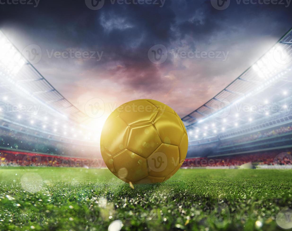 Golden Soccerball at the stadium ready for match photo