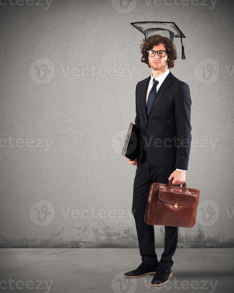 Man graduate ready to work photo
