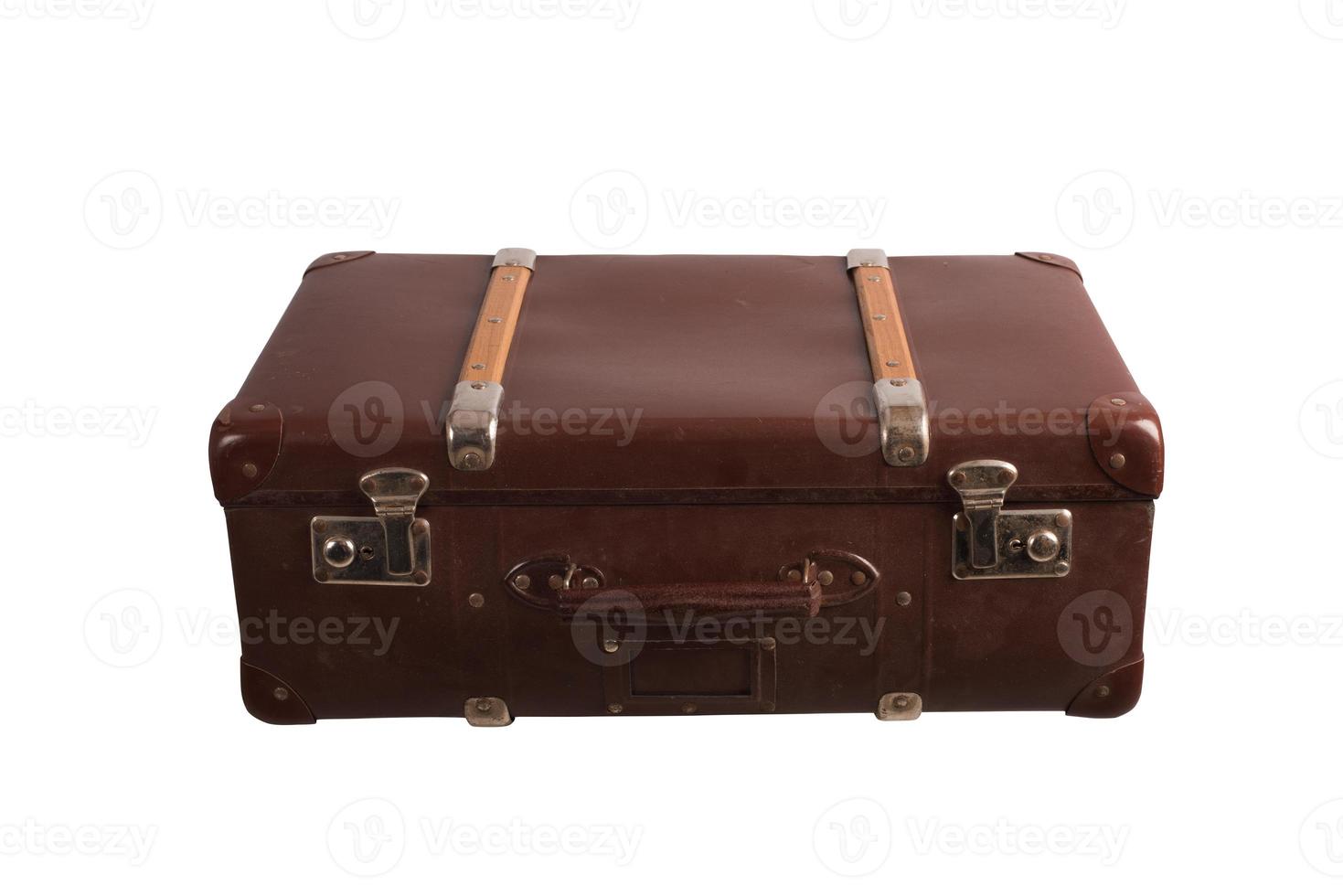 Brown vintage leather suitcase. travel and business concept photo