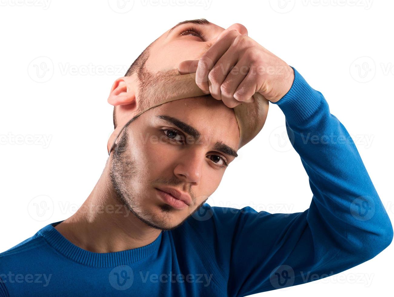 Teenager with adult mask photo