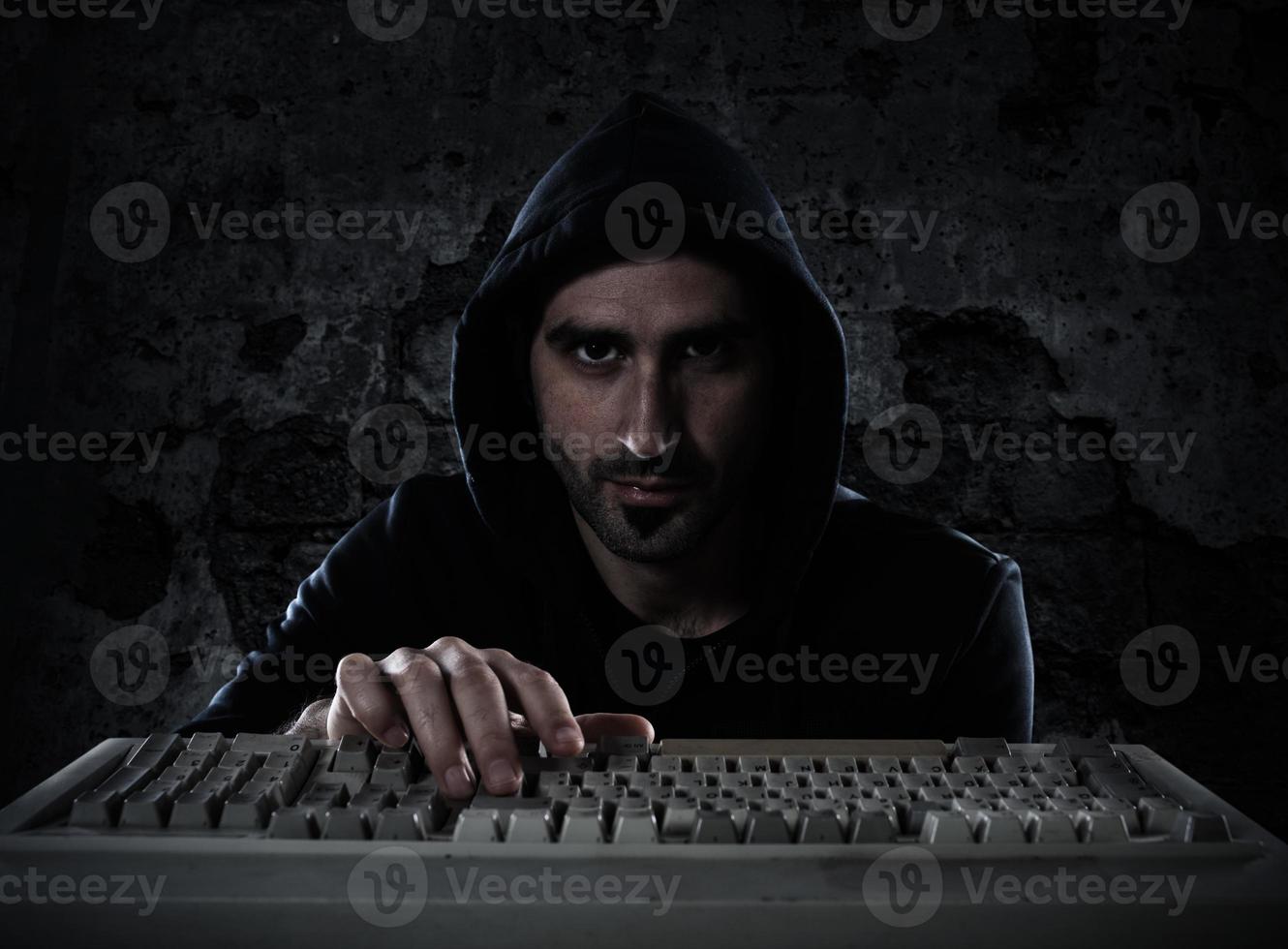Hacker reading personal information. Concept of privacy and security photo