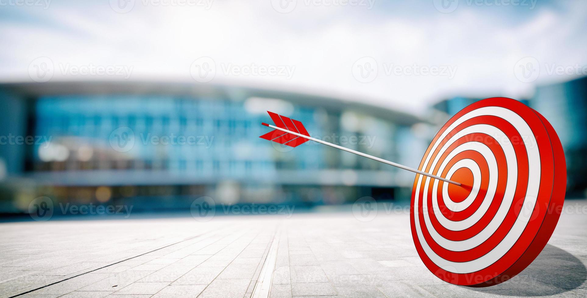 Arrow hit the center of target. Business target achievement concept photo