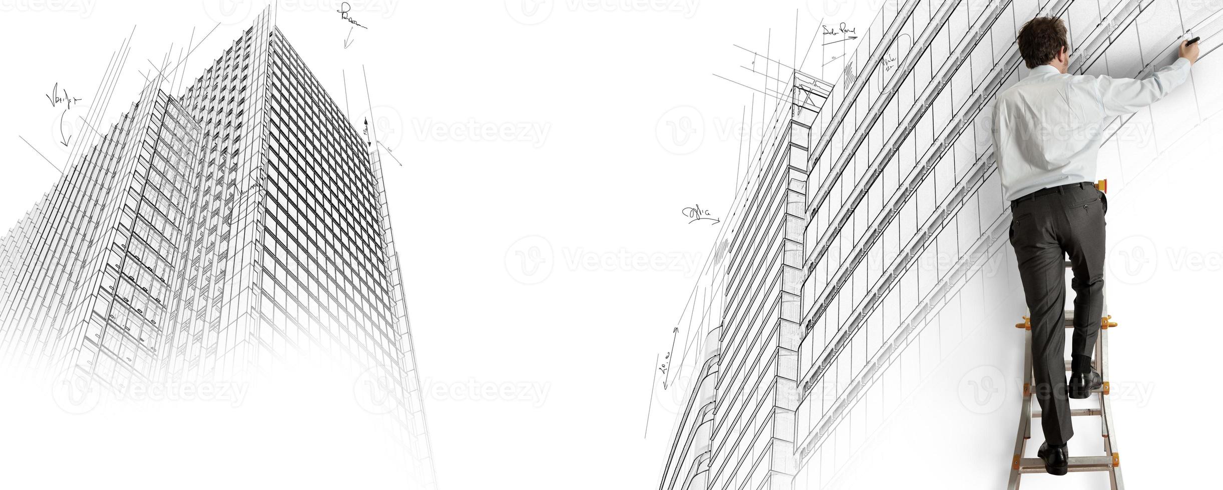 Architect drawing a project photo