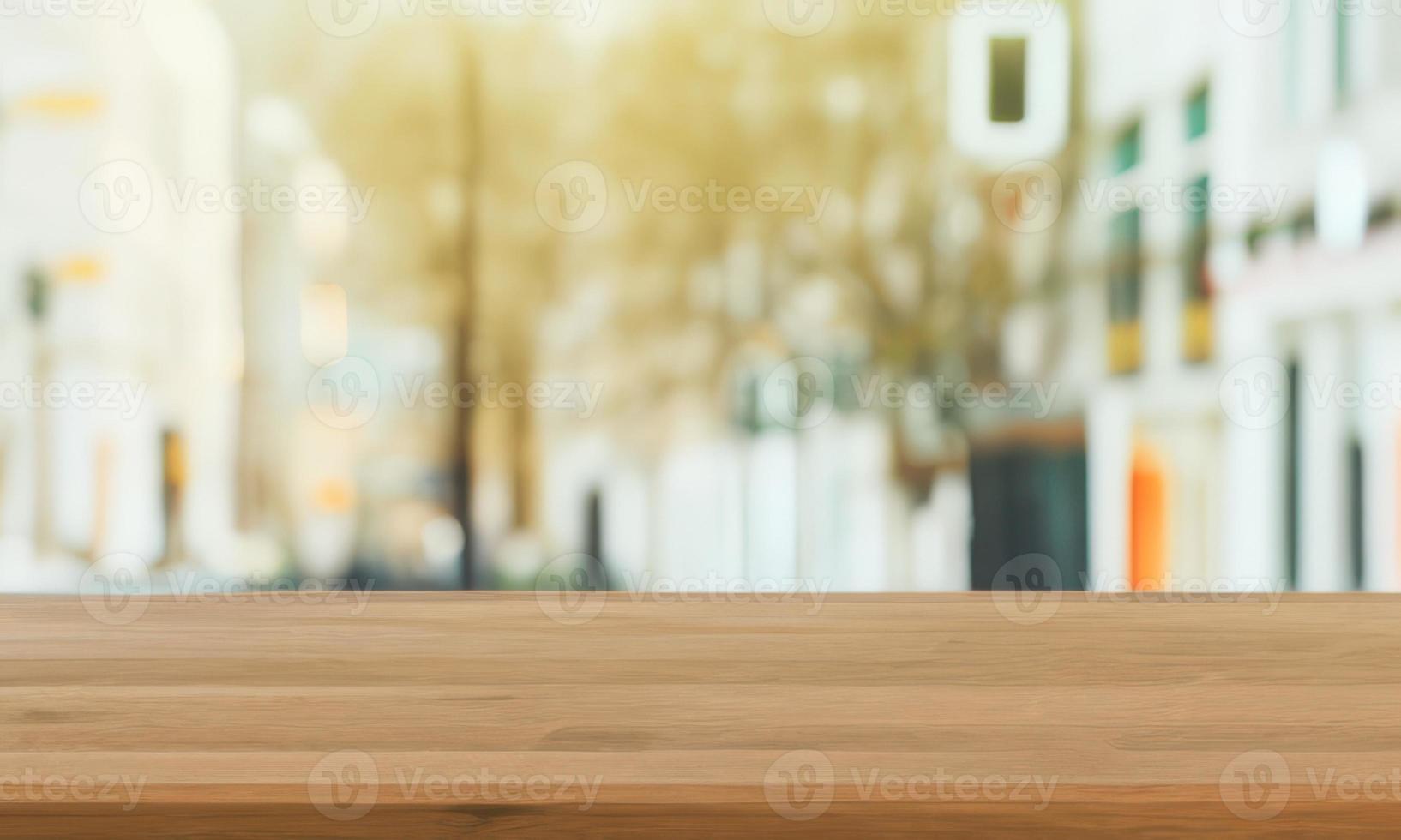 empty wooden table with nature background photo